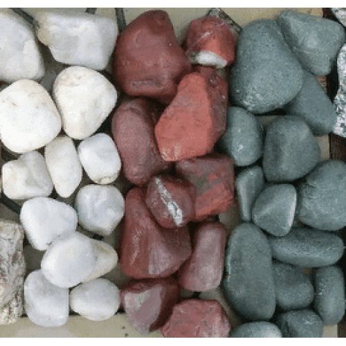 Камень Микс обвалованный: Яшма, Кварц, Жадеит для бани ведро 15 кг 70-120 мм