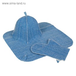 Набор банный Первая цена: шапка, рукавица, коврик
