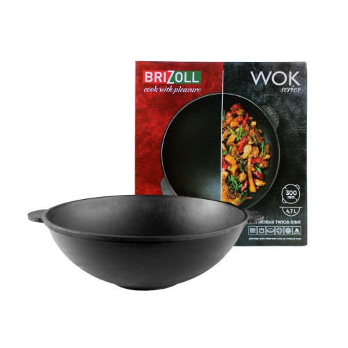 Чугунная сковорода WOK 4.7 л, 30 х 10,7 см Brizzoll